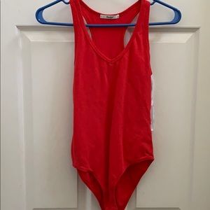 Red v-neck bodysuit Papaya
